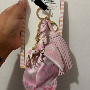 Piper K Pink Horse Keychain with Tassel Bag Charm